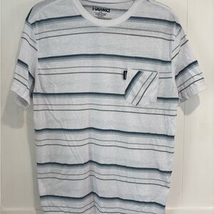 Tony Hawk Men's White and Blue Striped Tee
